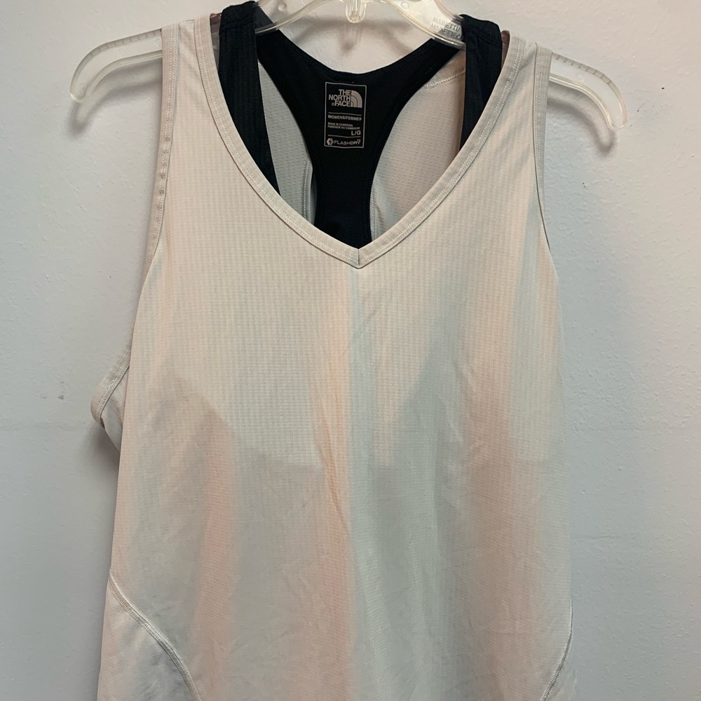 The North Face Large Tan Top With Built In Bra Grey/ Black